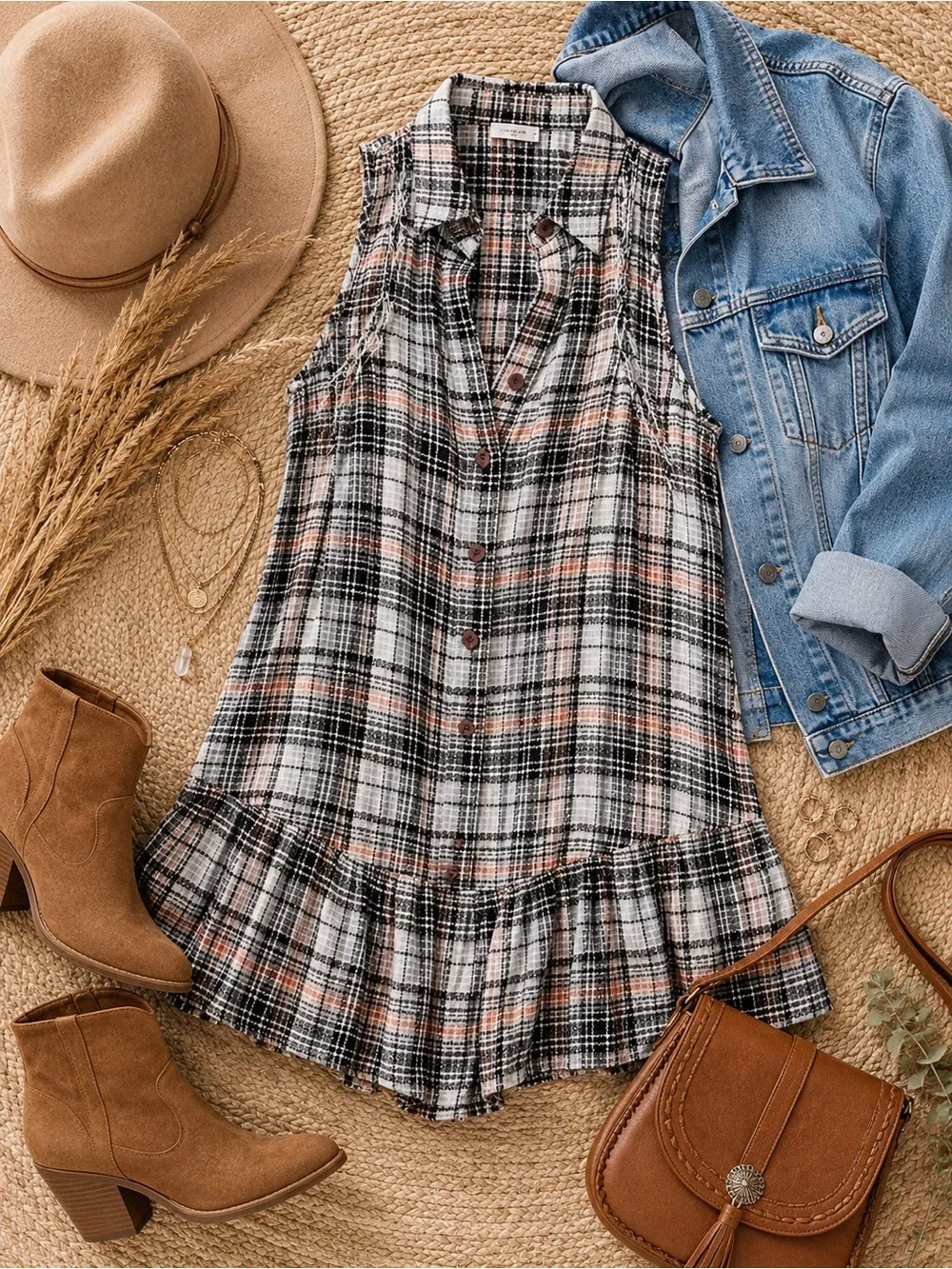 Free People Preppy Halter Plaid Romper